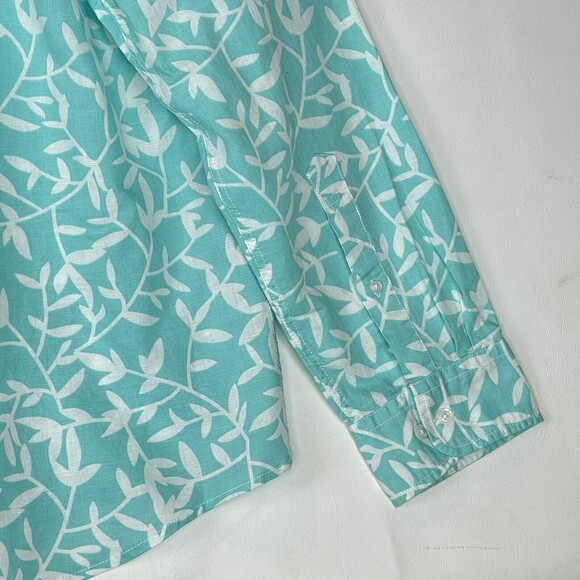 Amazon Essentials Men's Sz XL Green long sleeved linen cotton shirt regular fit - Picture 15 of 16